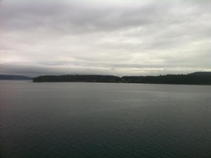 Looking east onto North Pender Island from the Gulf of Georgia.